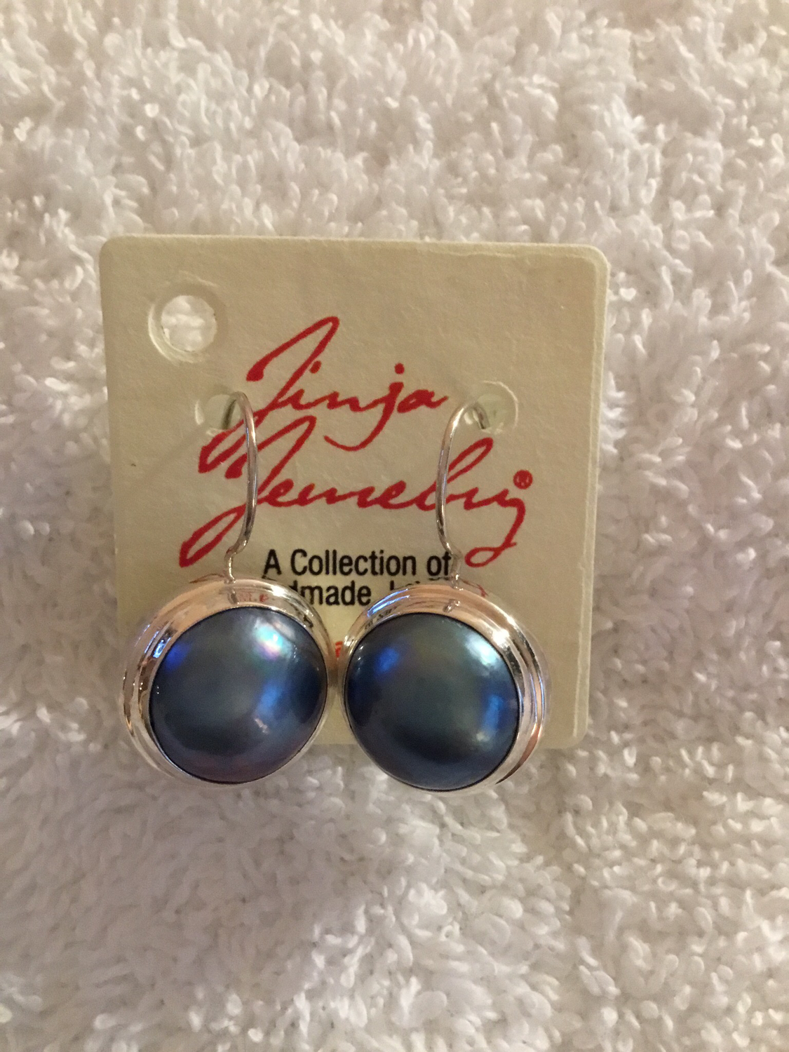 Sterling Silver Mabe Pearl Earrings Black
