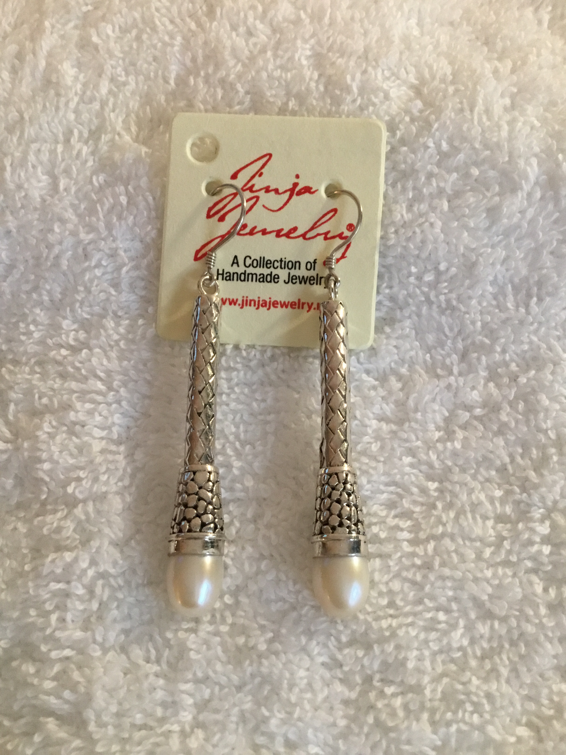 Sterling Silver Long Mabe Pearl earrings
