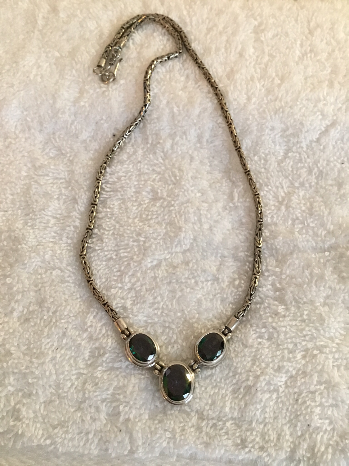 Sterling Silver Natural Gemstone Necklace 