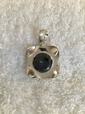 Sterling Silver Square Lg Gemstone Pendant Sterling Silver Square Lg Gemstone Pendant