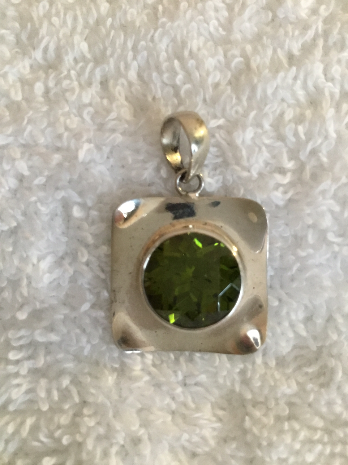 Sterling Silver Square Lg Gemstone Pendant