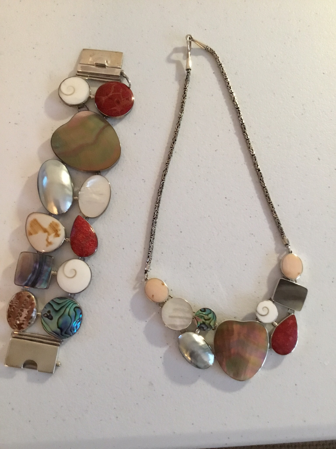 Sterling Silver Mixed Shell Necklace 