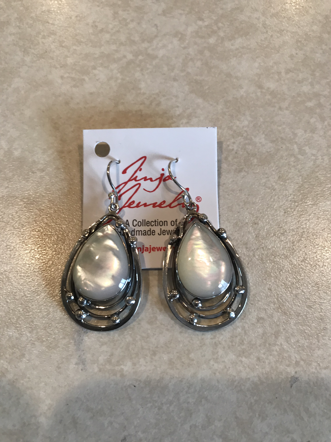 Sterling Silver Mother Of Pearl Teardrop Earrings