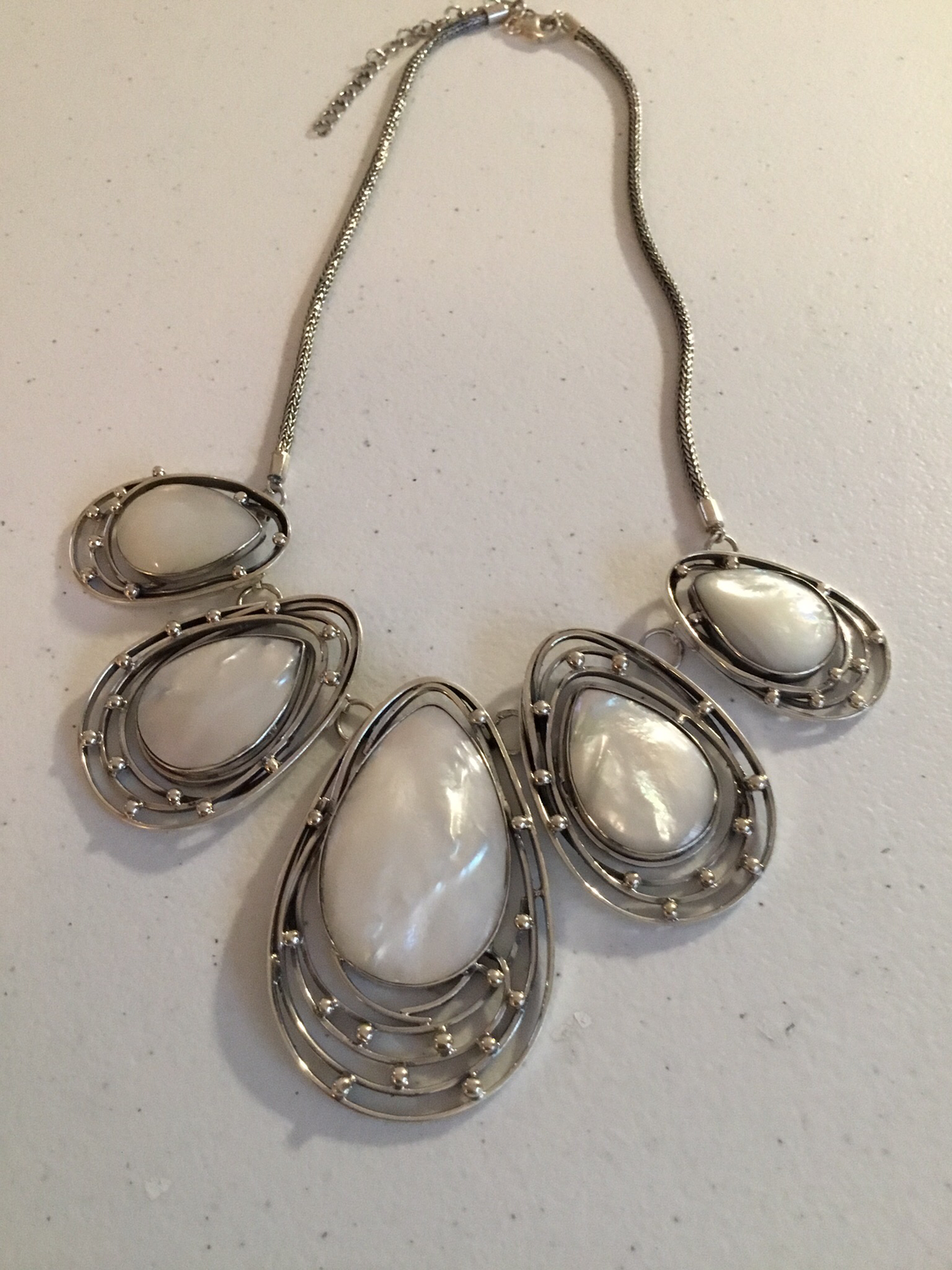 Sterling Silver Handmade Mother of Pearl Necklace