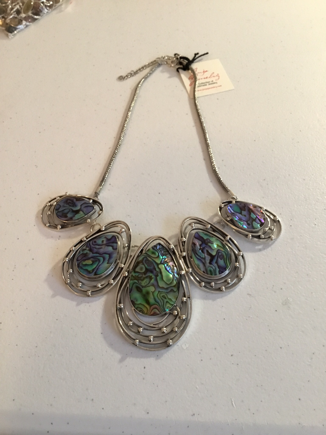 Sterling Silver Handmade Abalone Necklace 