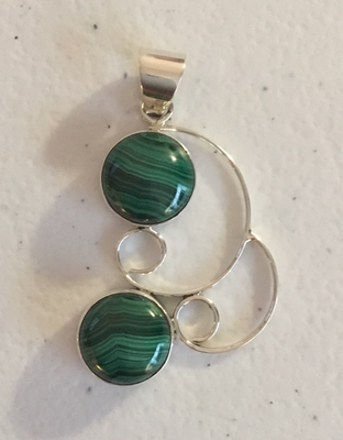 Sterling Silver Handmade Malachite Pendant 