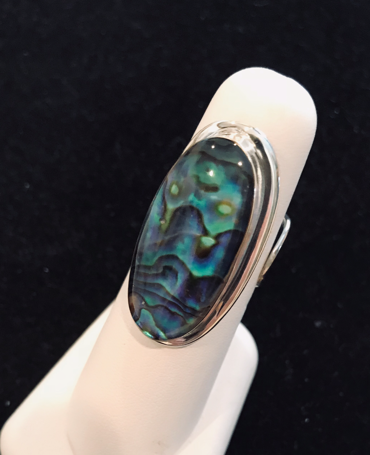 Large Oval Sterling Silver Adjustable Ring