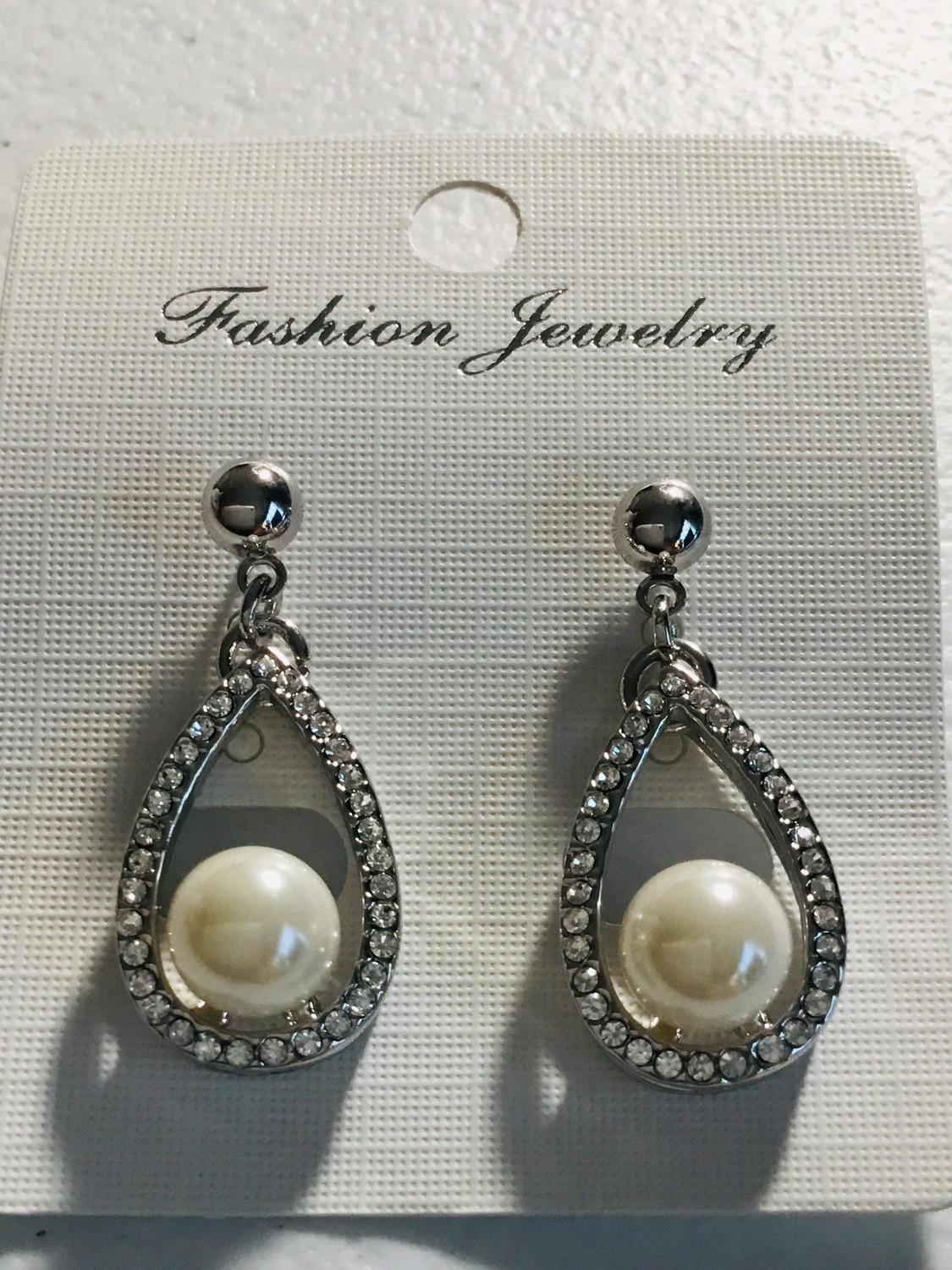 Silver Crystal with Pearl Earrings