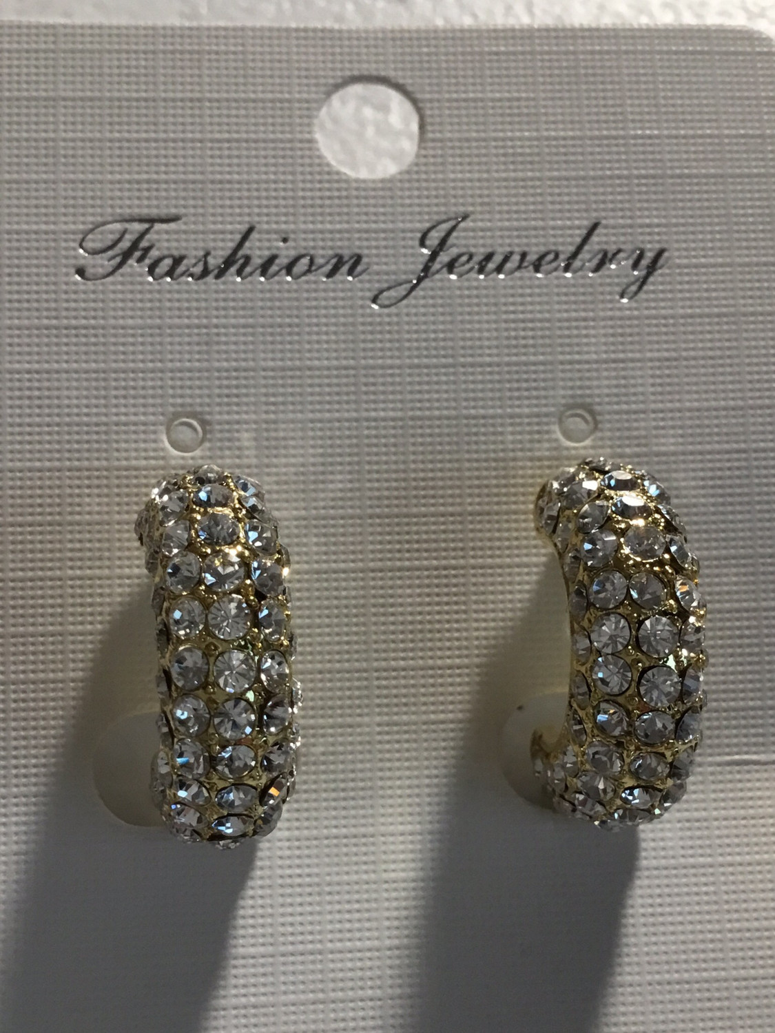 Gold Tone Crystal Earrings 