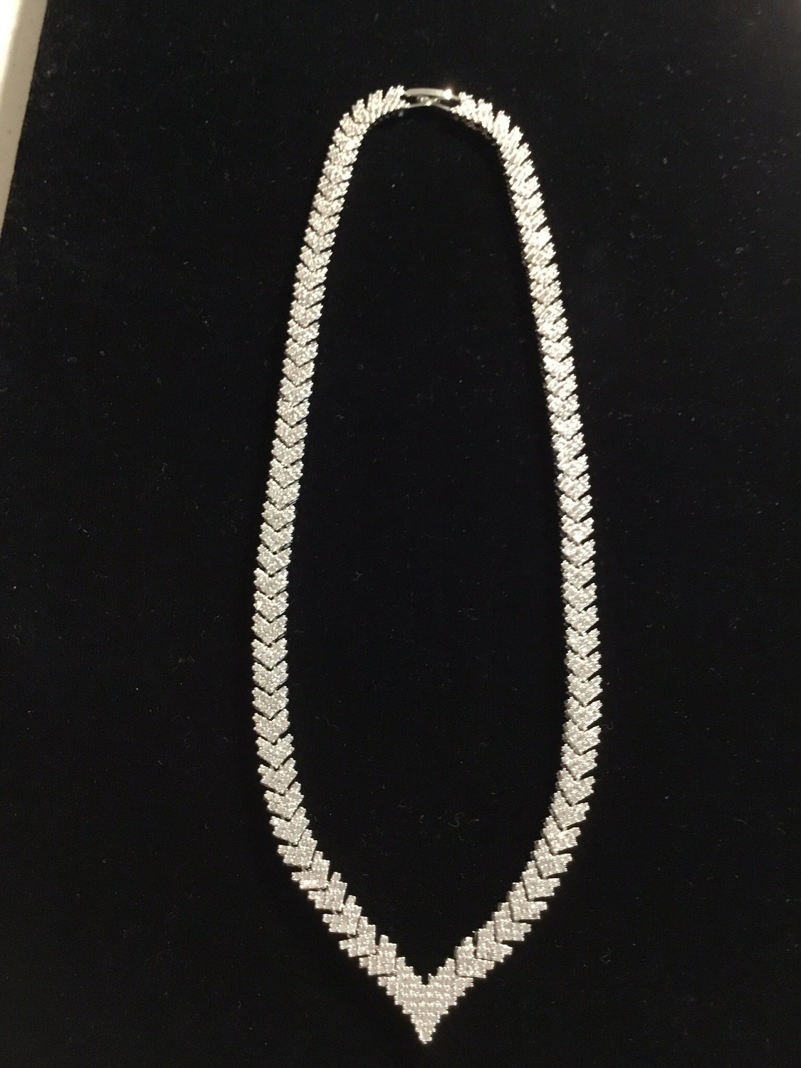 Silver Crystal Leaf Designers Necklace 