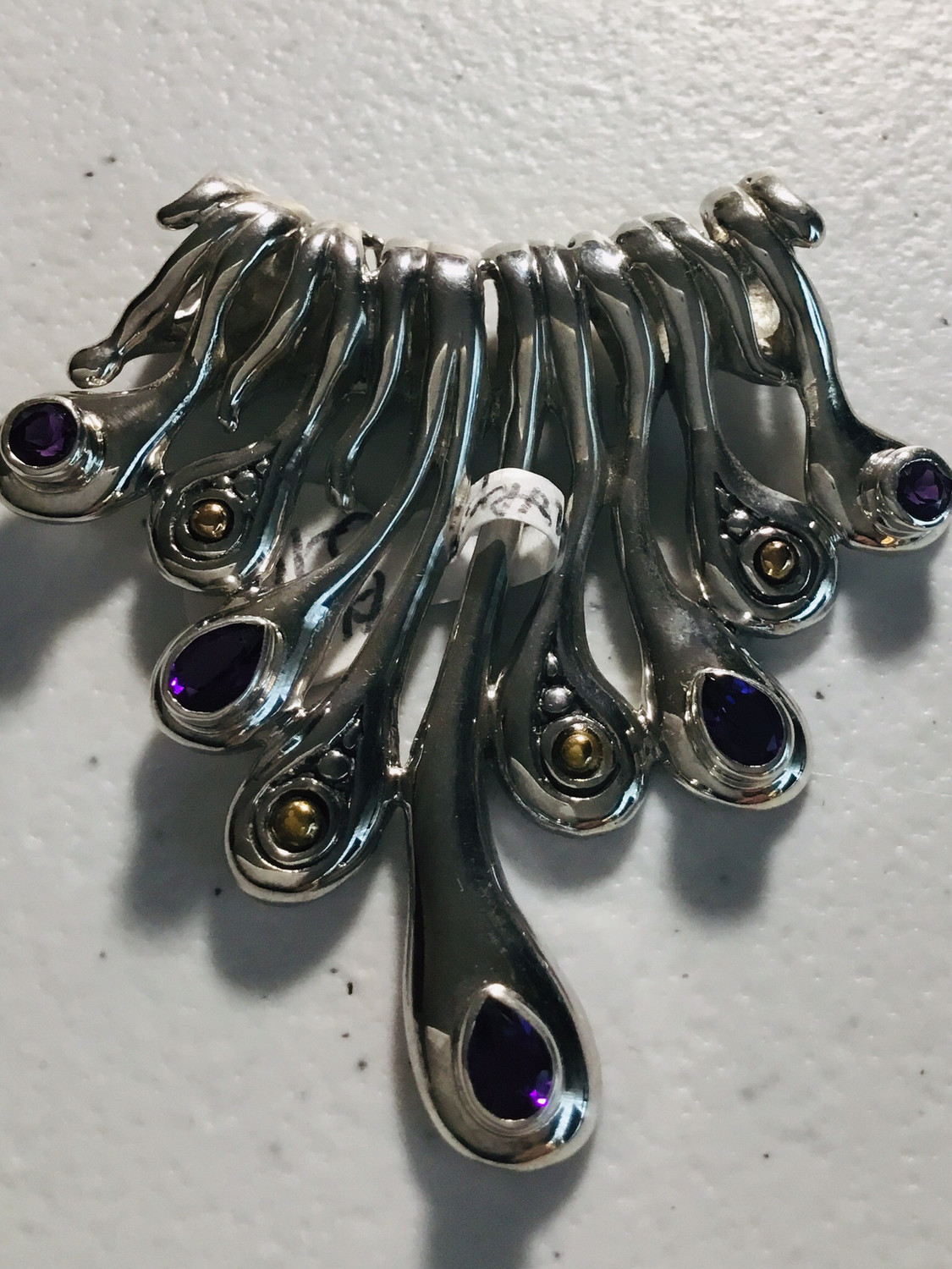 Sterling Silver Designer Wide Omega Necklace Style Pendant 
