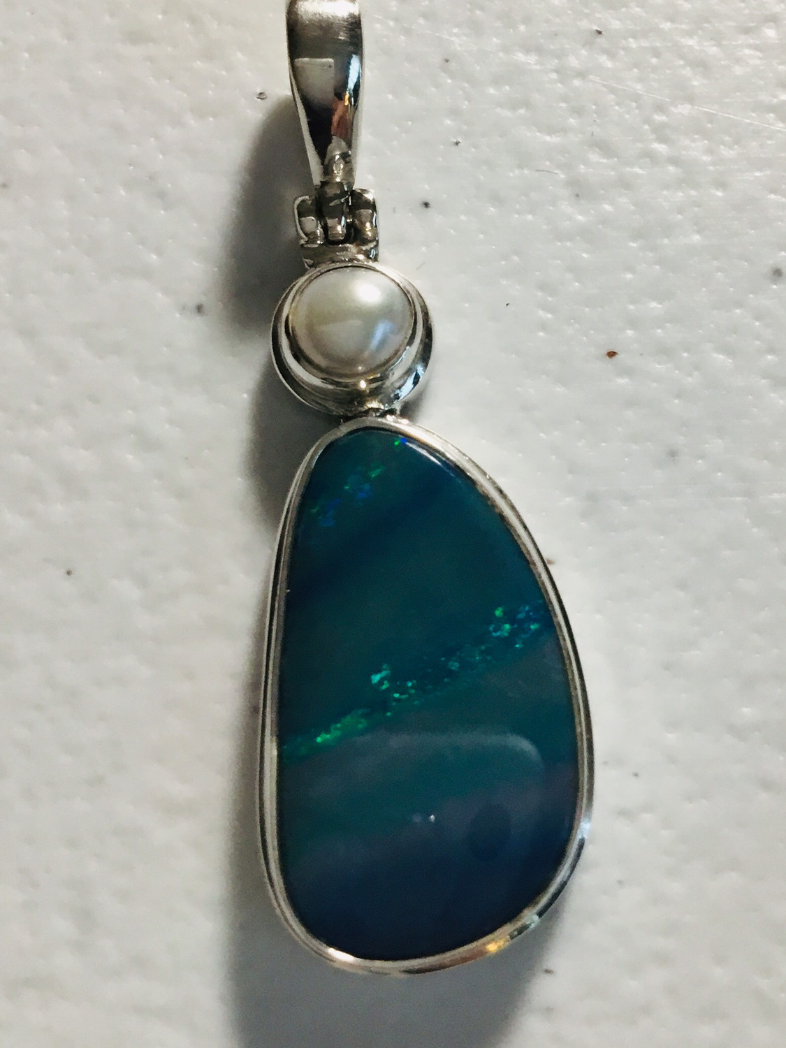 Sterling Silver Australian Opal With Pearl 2