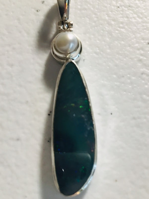 Sterling Silver Australian Opal With Pearl-3 Sterling Silver Australian Opal With Pearl-3
