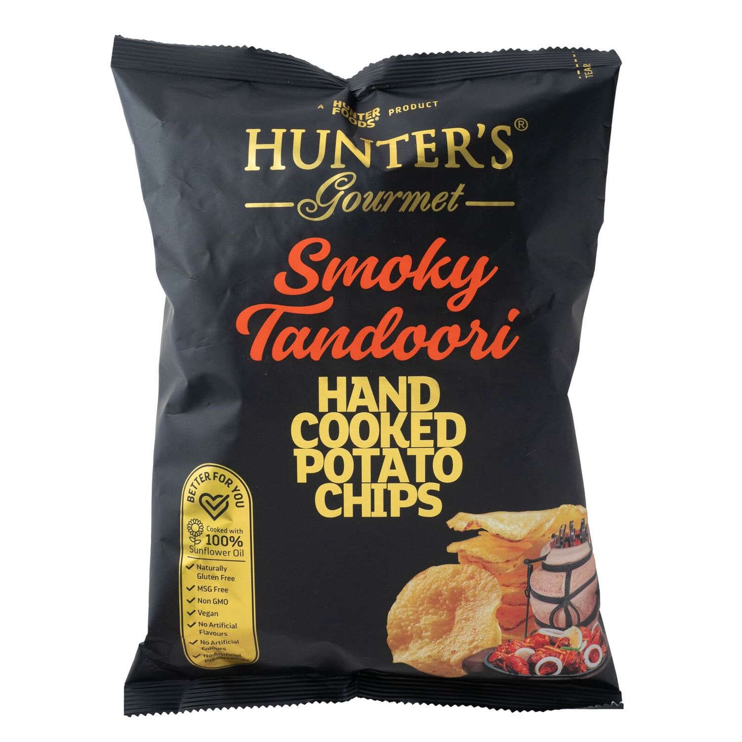 Hunter's Gourmet Potato Chips, Flavour: Smoky Tandoori