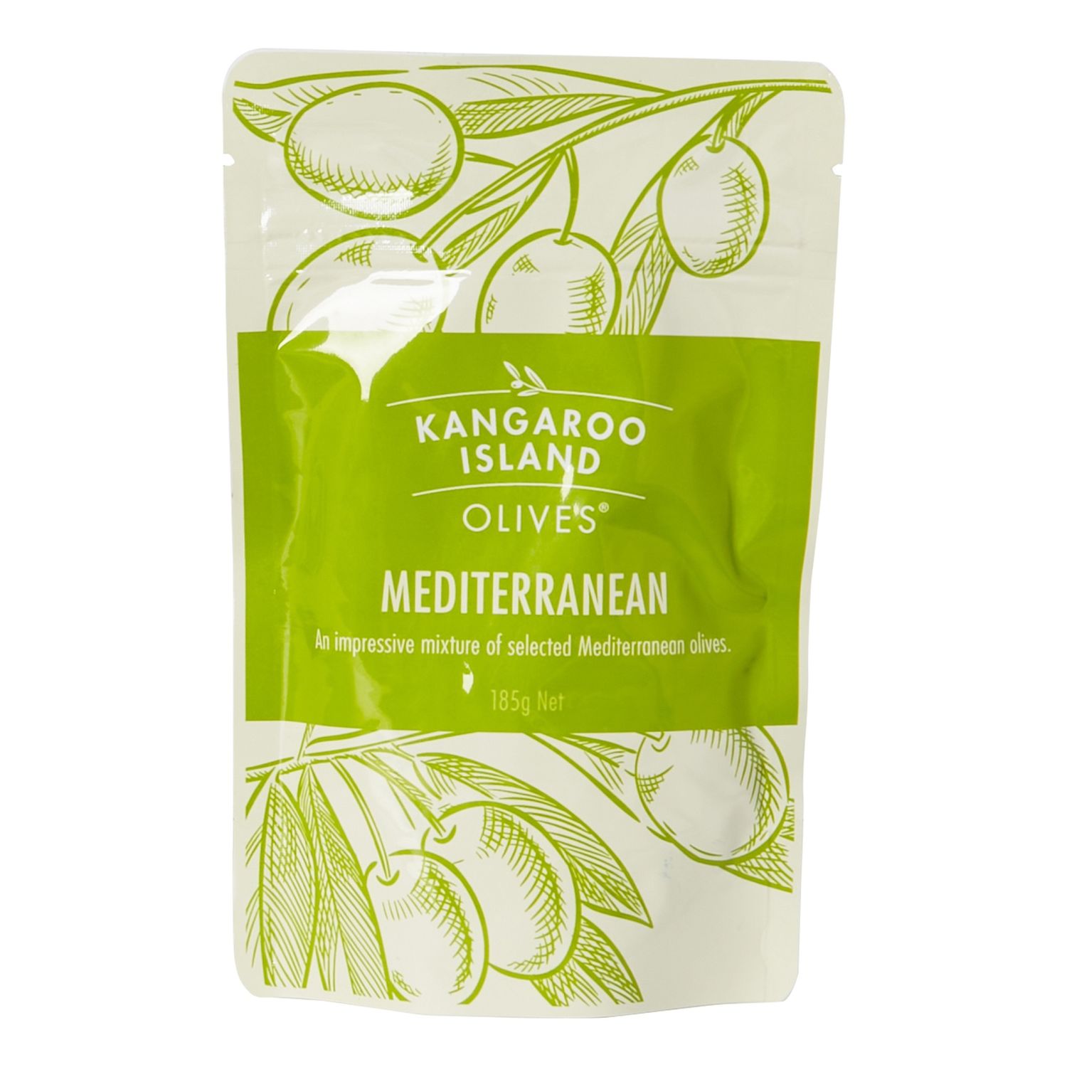 Kangaroo Island Olives – 185 g Pouch | Mediterranean or Kalamata, Selections: Olives Whole Mediterranean