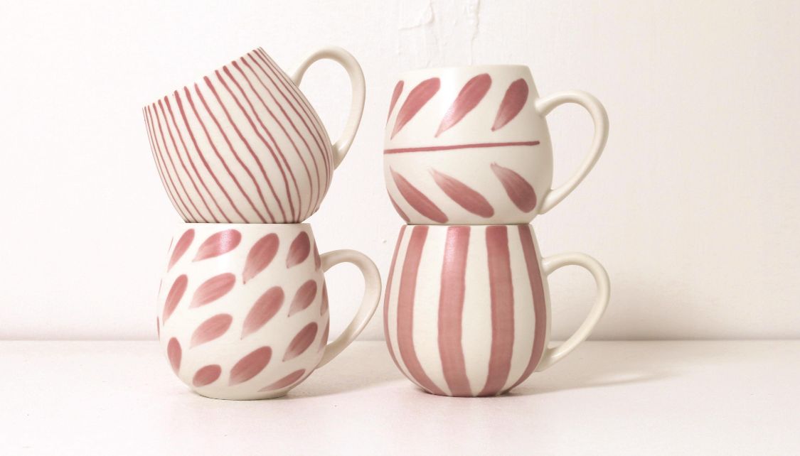Robert Gordon Hug Me Mugs, Selections: 4 Pack Rose Brush