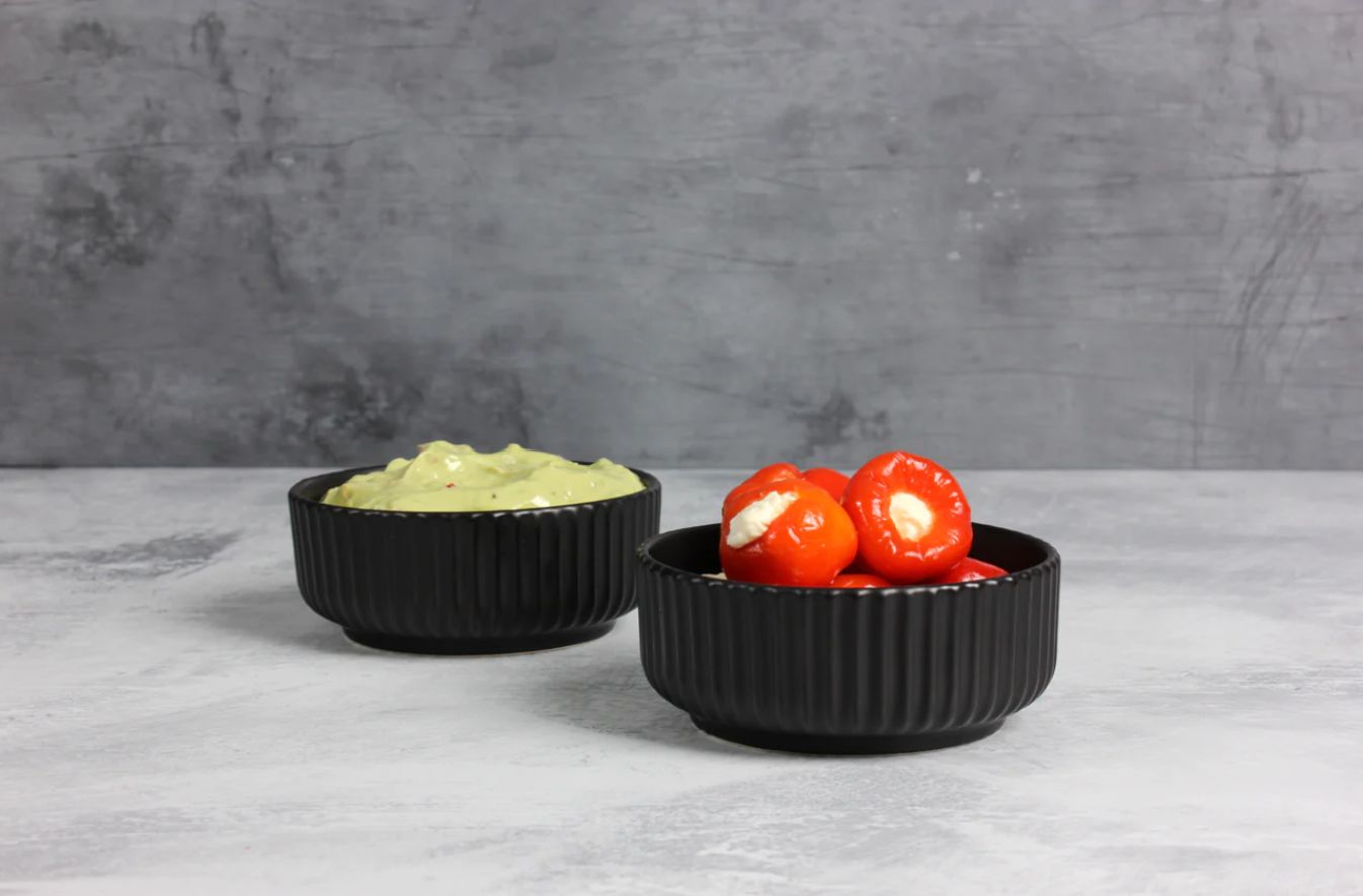 Matte Ceramic Dip Bowl – Black or White, Selections: Matte Black 4pc
