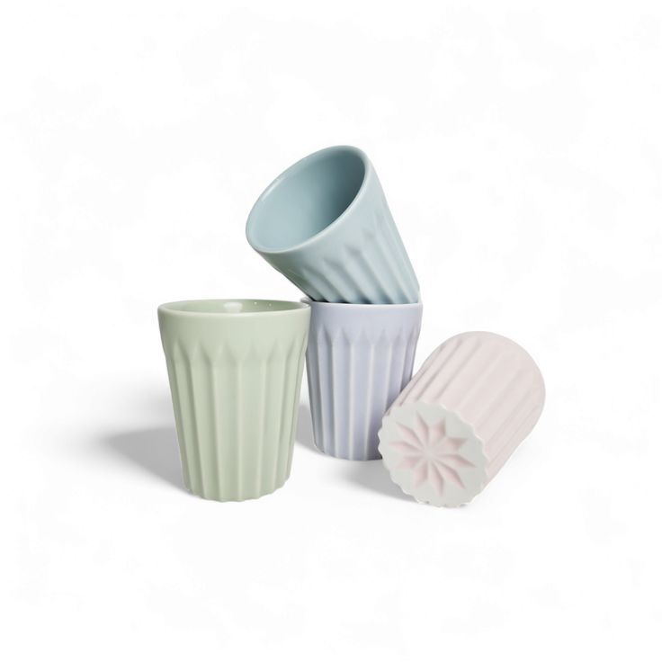 Matte Ceramic Latte Cups, Selections: Matte Multi-Colour Pastel Latte Cups - 4pck