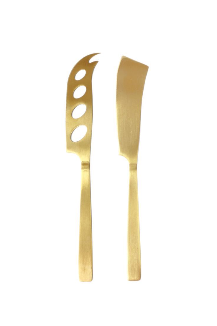 Satin Duo Cheese Knife Set| Black or Gold, Selections: Satin Gold