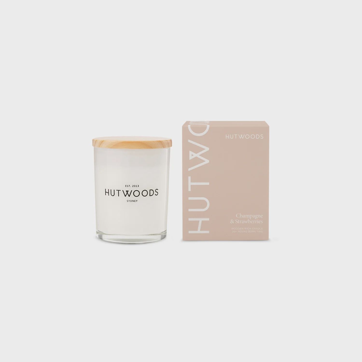 Hutwoods Candles – Lifestyle Range, Scent: Champagne &amp; Strawberries, Size: Small 30+ Hour Burn