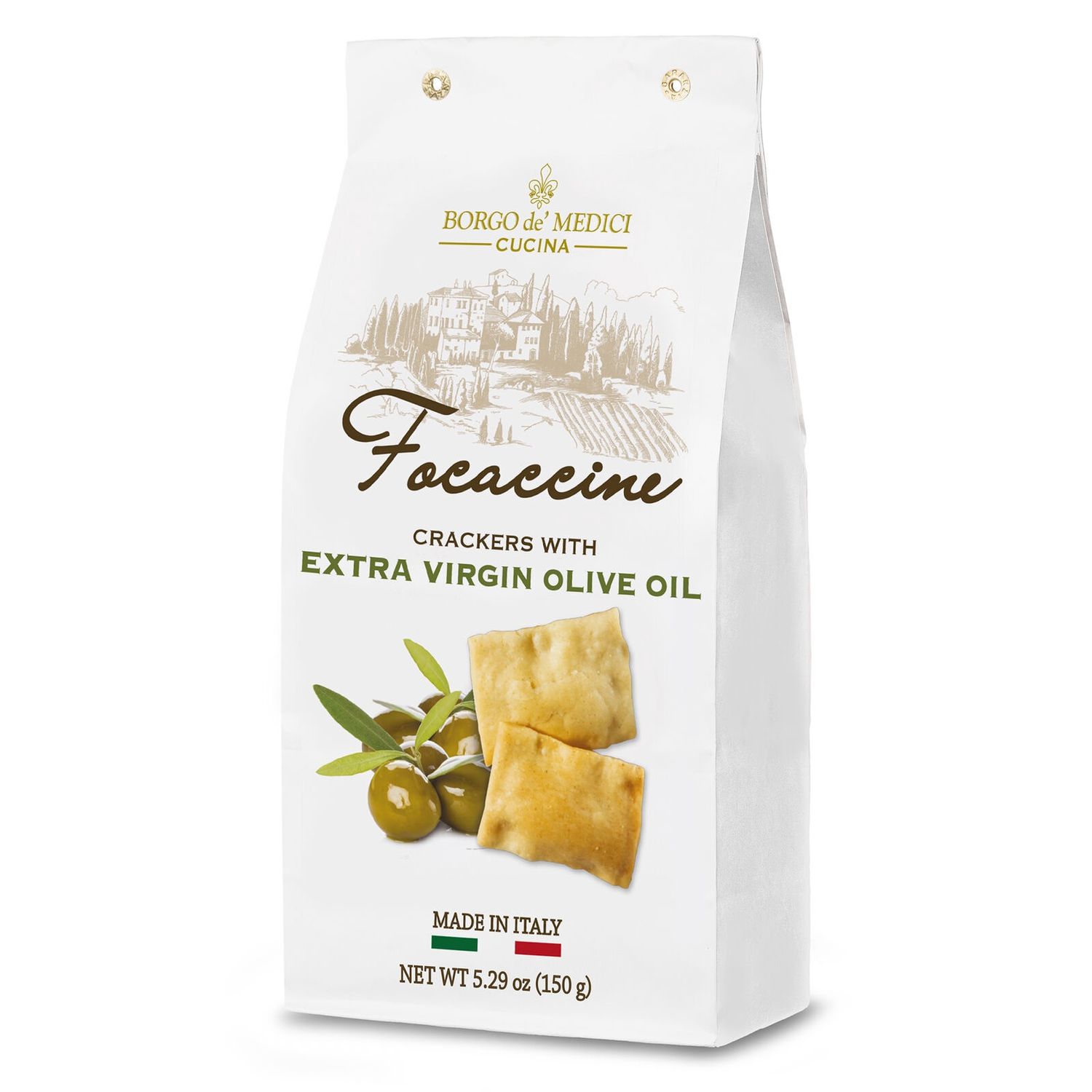Borgo Focaccine Crackers, Flavour: Olive Oil &amp; Sea Salt