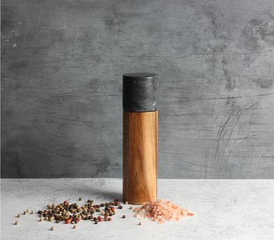 Acacia &amp; Marble Black- Salt &amp; Pepper Grinder 18cm