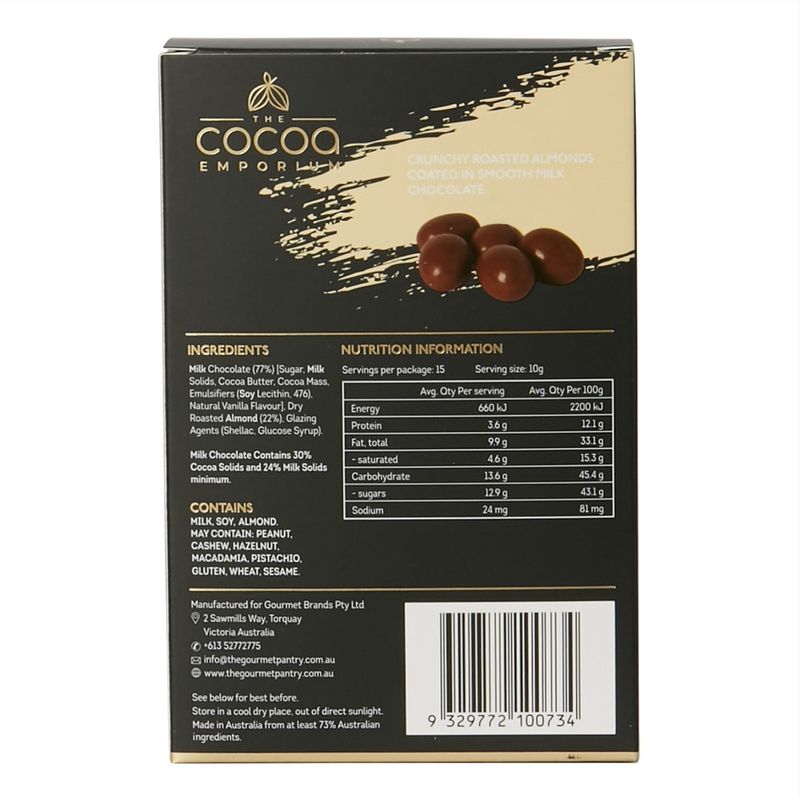 The Cocoa Emporium Milk Chocolate Roasted Almonds 180g