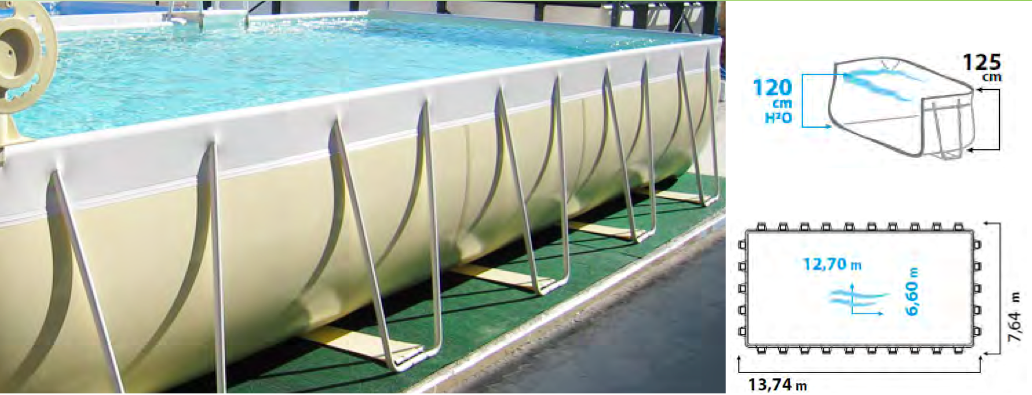 Piscine Kit POP! L.12.70 X L.6.60 X H.1.20M