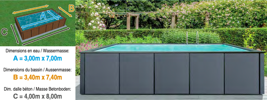 Piscine Dolcevita Rattan L.3m x L.7m