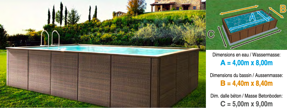 Piscine Dolcevita Rattan L.4m x L.8m