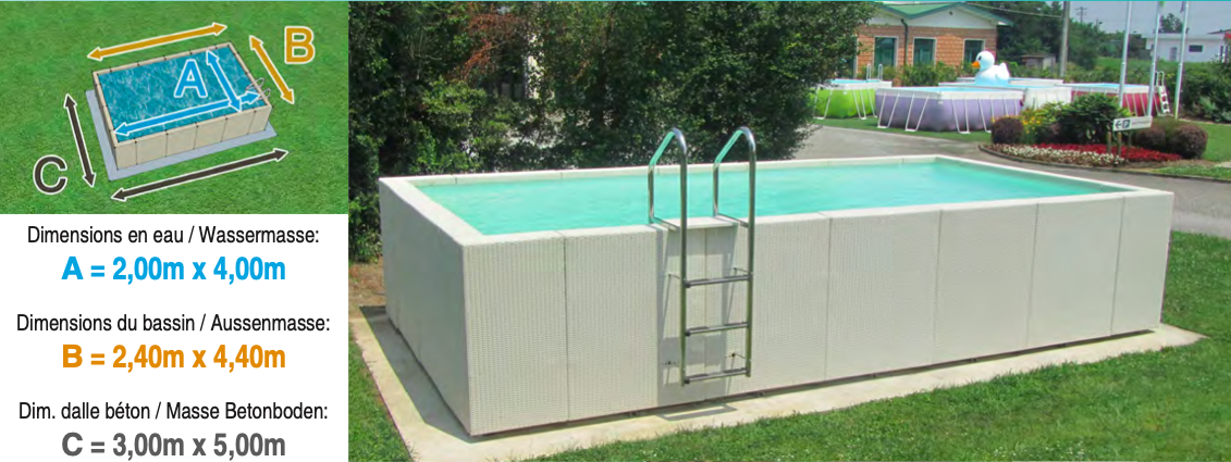 Piscine Dolcevita Diva L.2m x L.4m