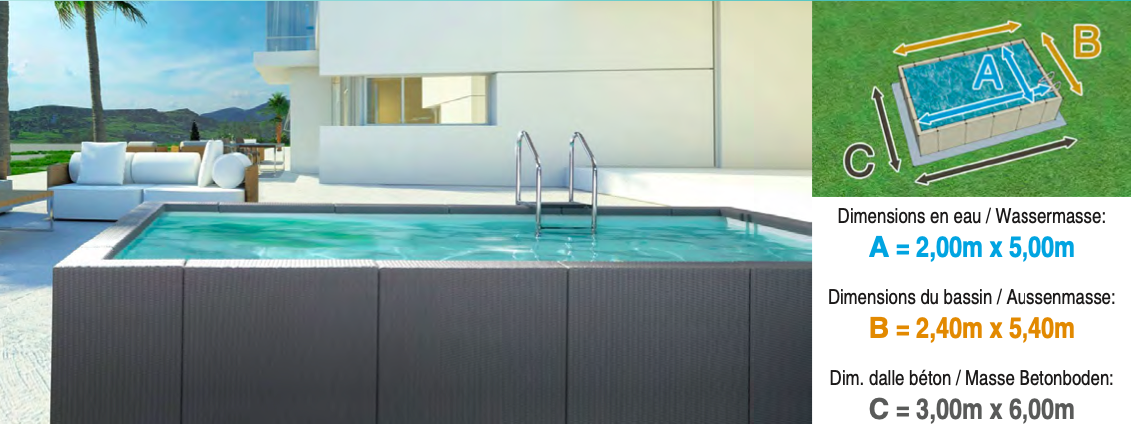 Piscine Dolcevita Diva L.2m x L.5m