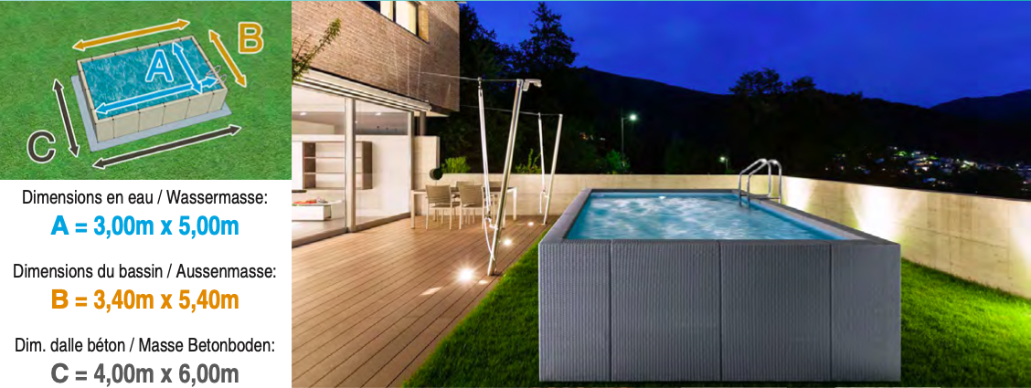 Piscine Dolcevita Diva L.3m x L.5m