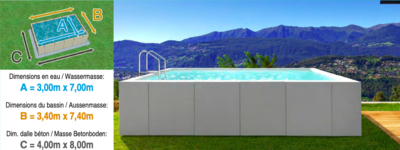 Piscine Dolcevita Diva L.3m x L.7m