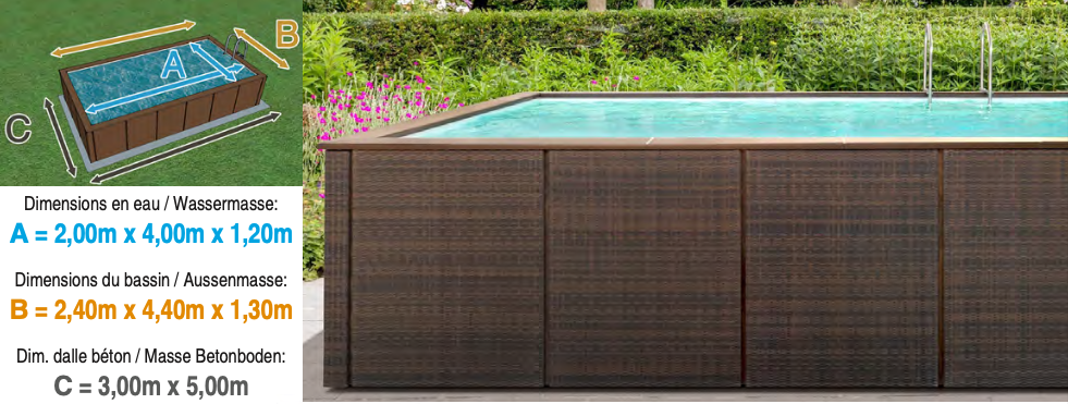 Piscine Dolcevita Rattan L.2m x L.4m