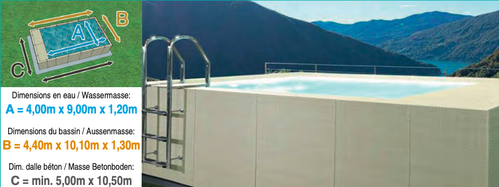 Piscine Dolcevita Diva LTI L.4m x L.9m