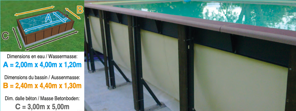 Piscine Dolcevita NAKED L.2m x L.4m