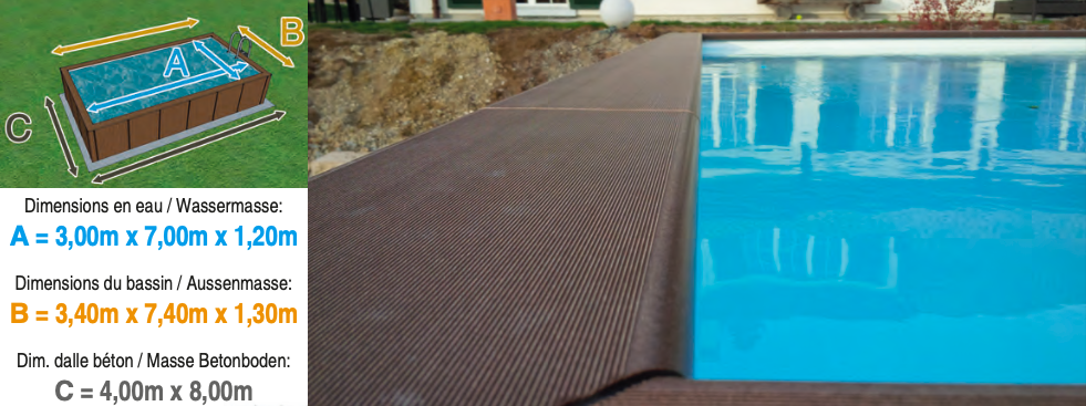 Piscine Dolcevita NAKED L.3m x L.7m