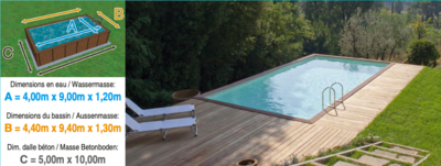 Piscine Dolcevita NAKED L.4m x L.9m