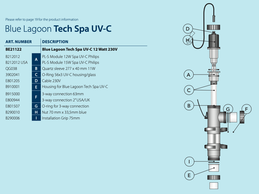 Pièces de rechange Spa UV-C Tech Blue Lagoon