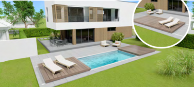 Terrasses mobiles Flat WaluDeck 2,60m x 2,72m Piscine et Spa
