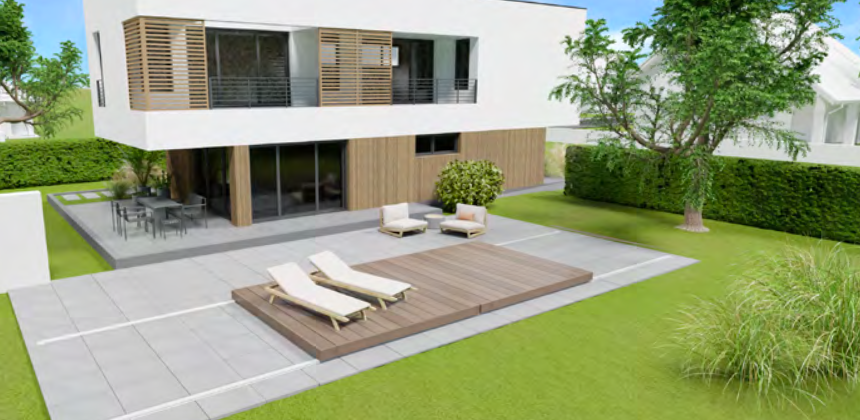 Terrasses mobiles Flat WaluDeck 6,32m x 3,47m Piscine