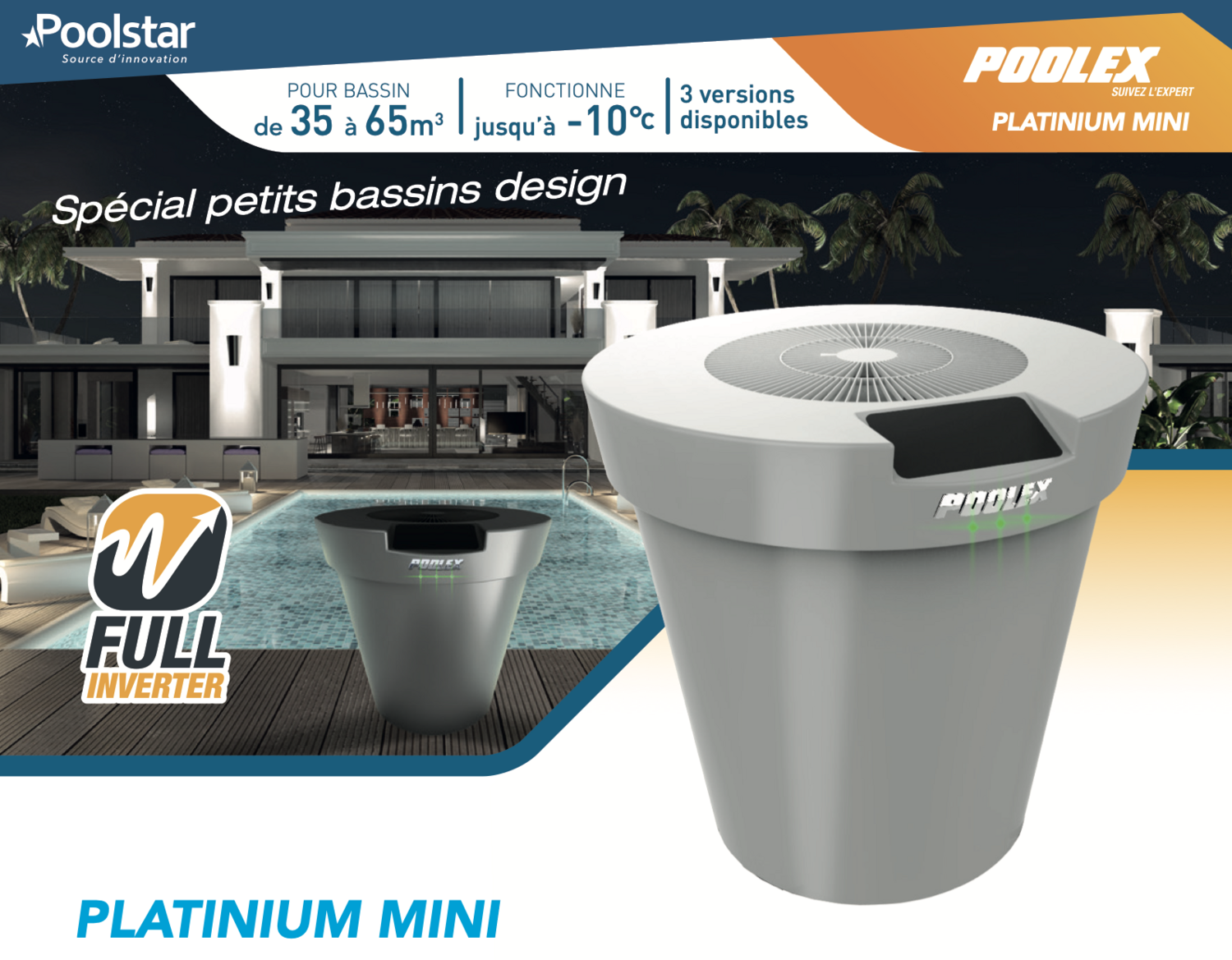 Platinium Mini, pompe à chaleur piscine by Poolex, performante et