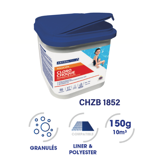 Chlore Choc Tri-chlore granulés 1kg 55% Chlore