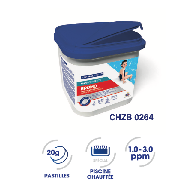 Brome en tablette 20g désinfection piscine Box 5kg