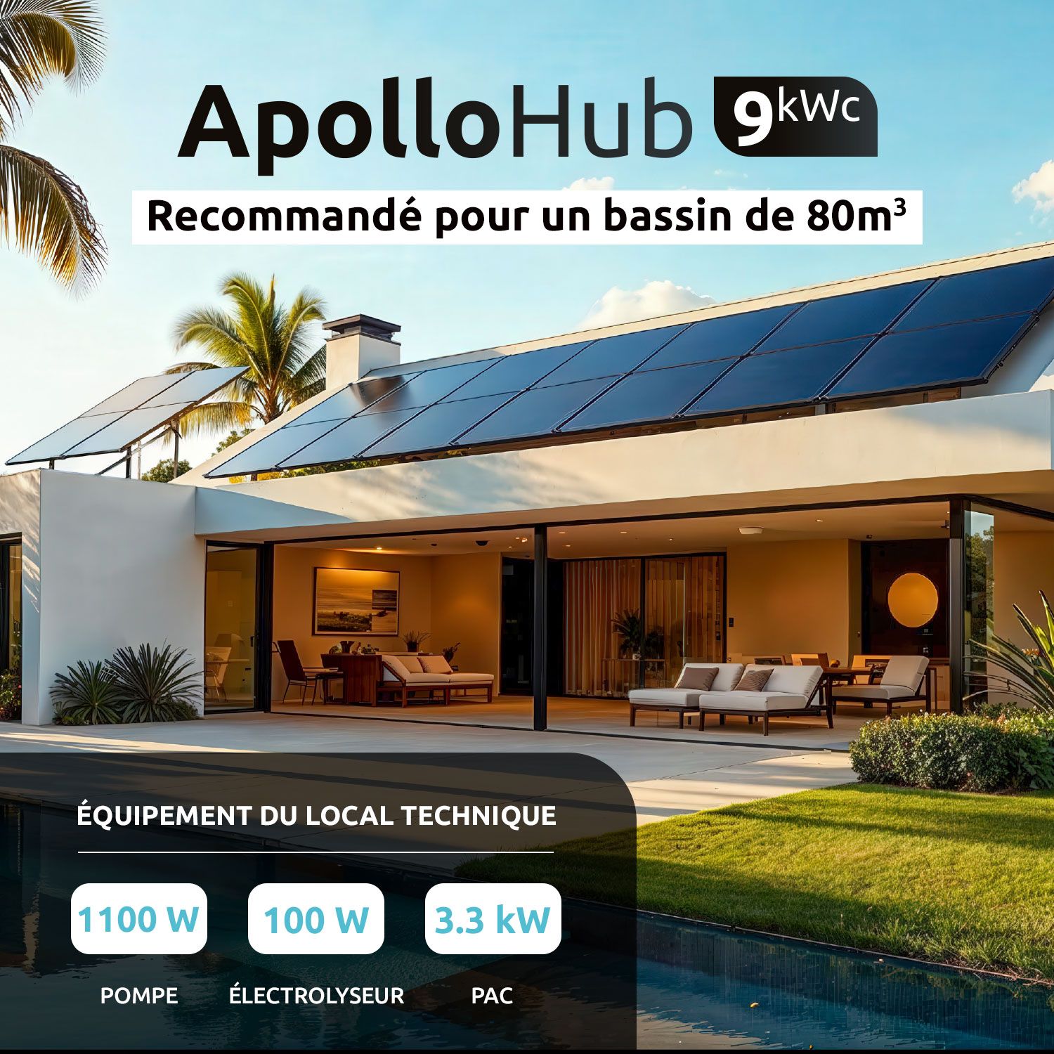 Kit Solaire 9kwc pour piscine 80m3
