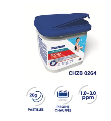 Brome en tablette 20g désinfection piscine Box 5kg