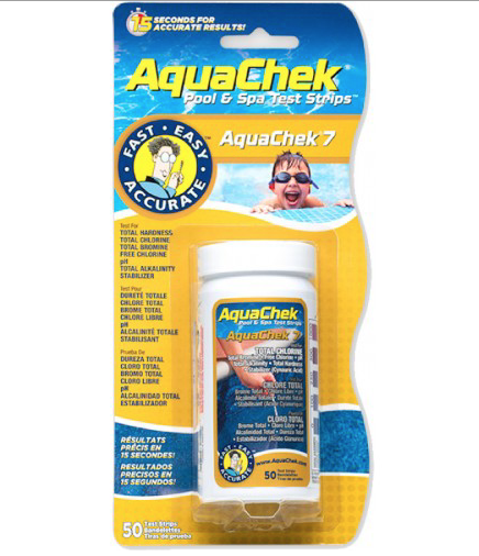 AquaChek 7 Dureté total,Chlore total,Brome total, pH,Acide Cyanurique,Alcalinité totale