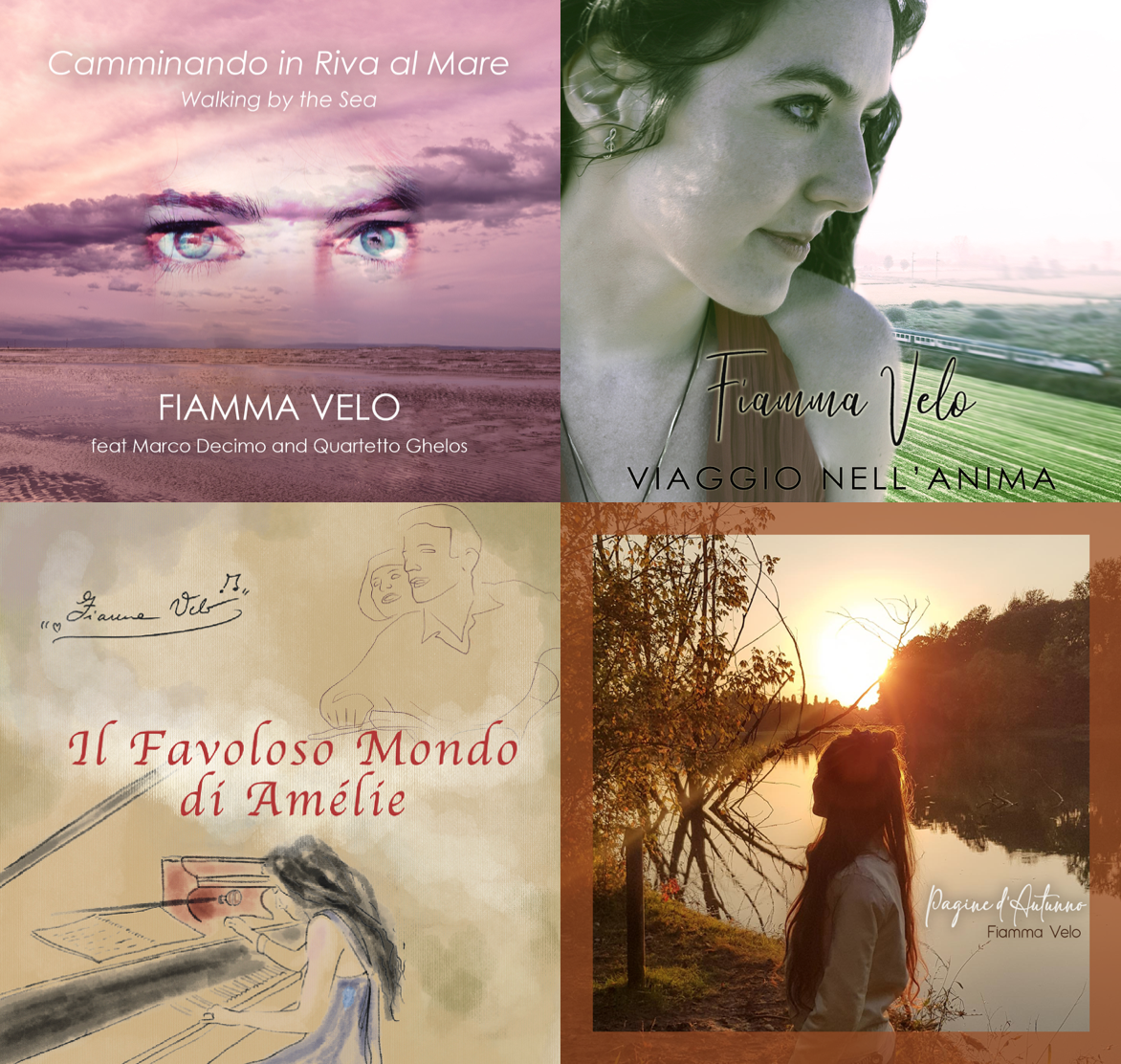 5 album "Camminando in Riva al Mare", "Viaggio nell'Anima", "Il Favoloso Mondo di Amélie", "Pagine d'Autunno", "Pagine di Primavera"