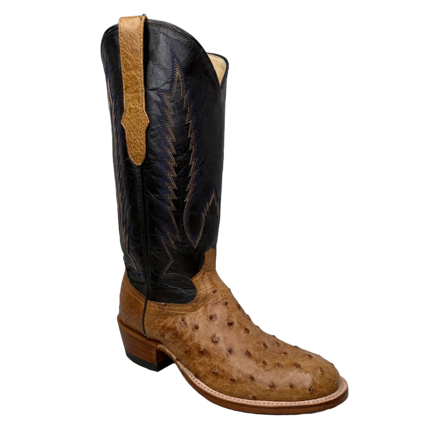 Men's Cowtown Ostrich Tan &amp; Dark Brown Western Boots U77